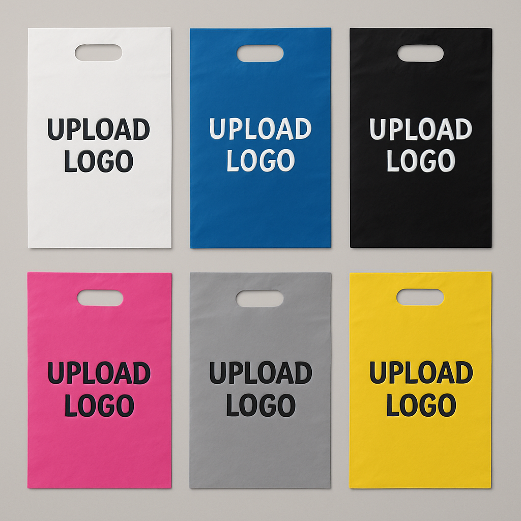 Custom Handle Plastic Bags – 15" x 12" – Pack of 250